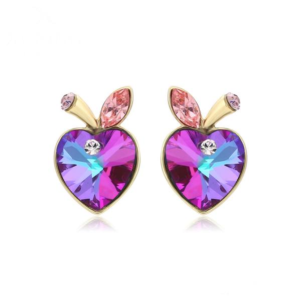 14K violet heart  studs 