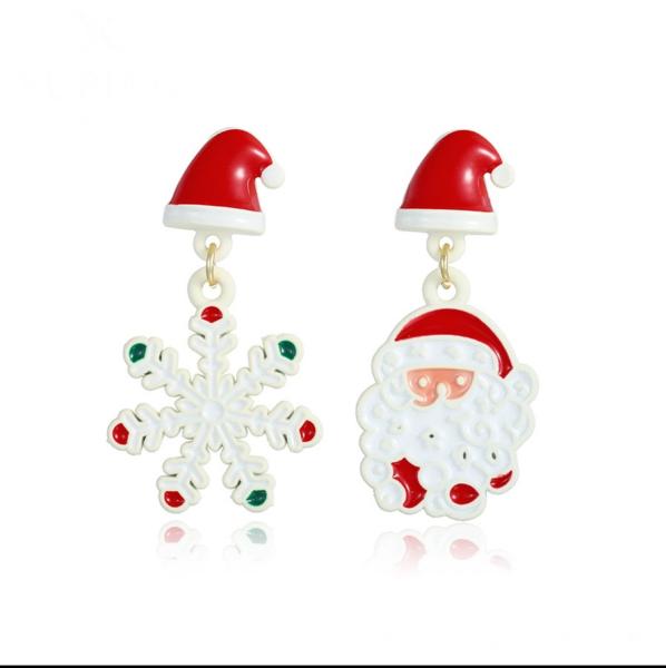 14K white Santa & white Snowflake  earrings