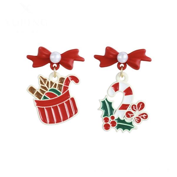 14K candy cane &  cinnamon earrings