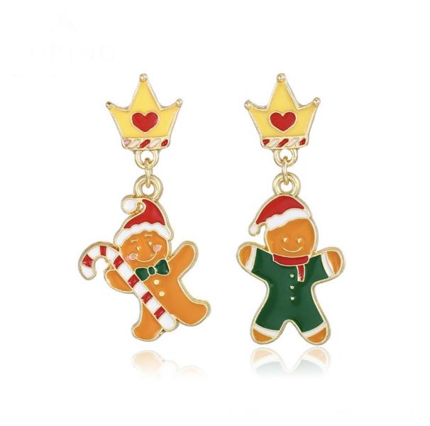 14K gingerbread man earrings