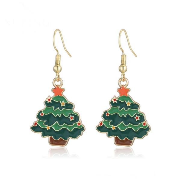 14K Christmas trees earrings