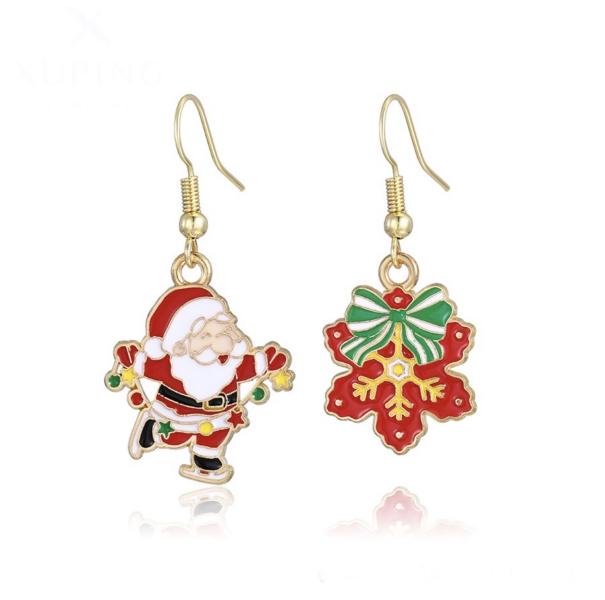 14K red Santa with red snowflake earrings