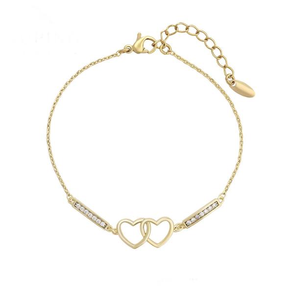 14K double heart bracelet 