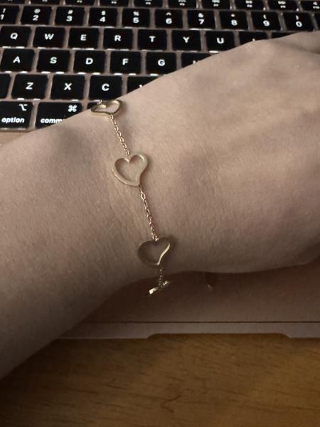 TTM 14K thin heart bracelet 17cm