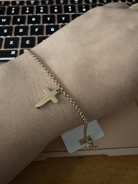 TTM 14K CROSS BRACELET 17+3CM