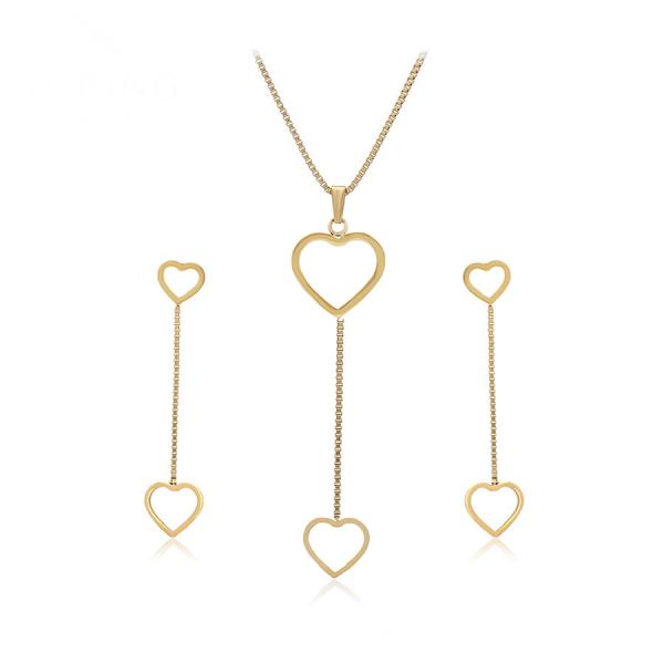 TTM 14K heart chain n earring set 