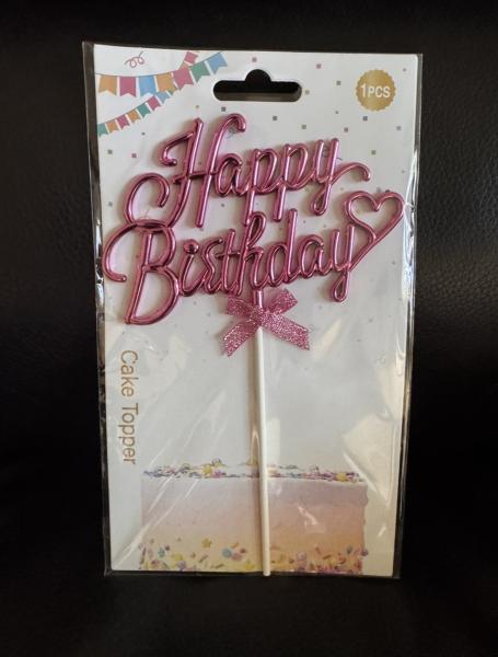 Cake topper Happy birthday  - pink